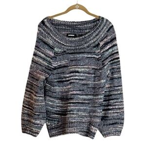 Express Sweater Boat Neck Wool Blend Long Balloon Sleeve Oversized Sweater